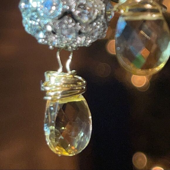 HANDCRAFTED Bright Large Crystal Bead & Citrine Handmade Earrings - Picture 4 of 8